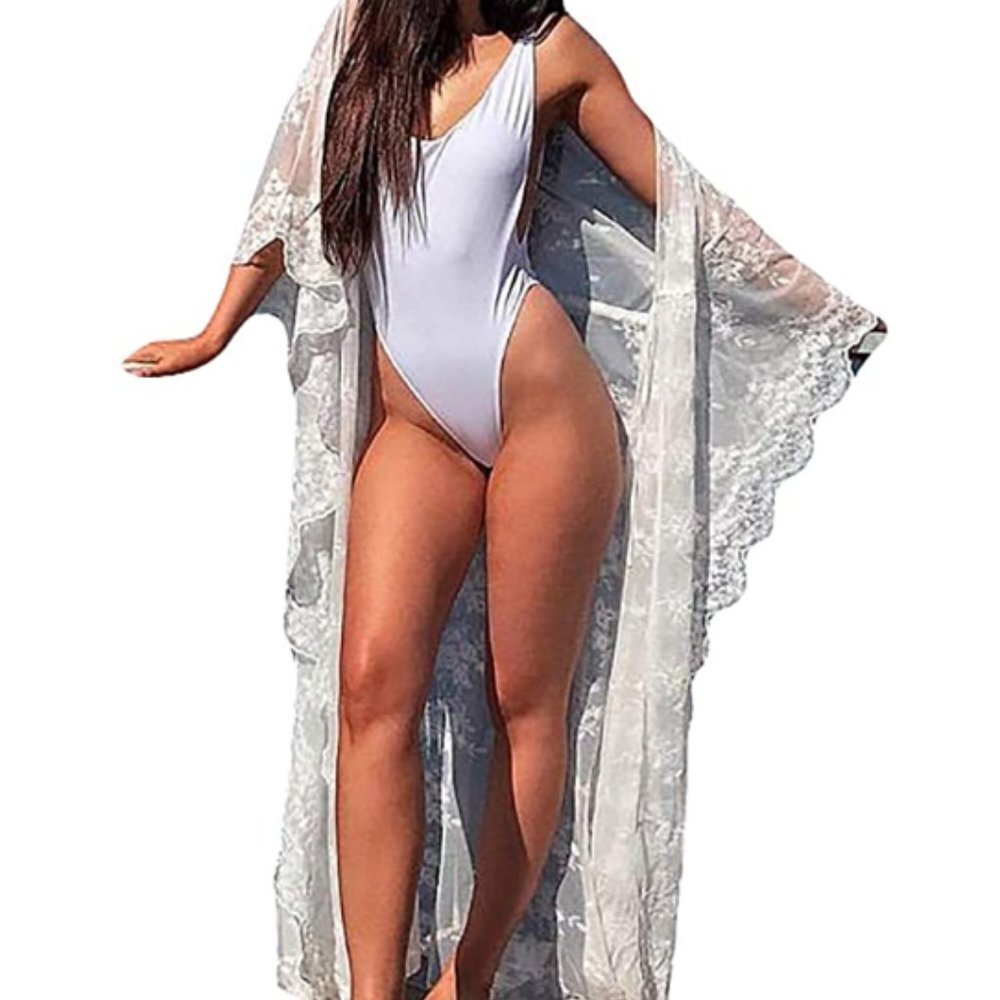 Crochet Knitted Open Front Kimono Cardigan Bikini